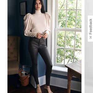 Super High Waisted Black Coated Skinny Jeans